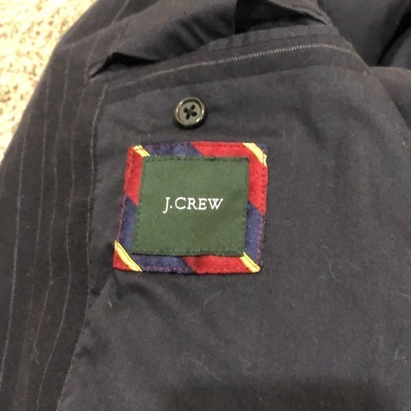 J Crew Wool Blazer Sports Coat Size 44R Dark Midnight Navy Blue Striped - Picture 7 of 8